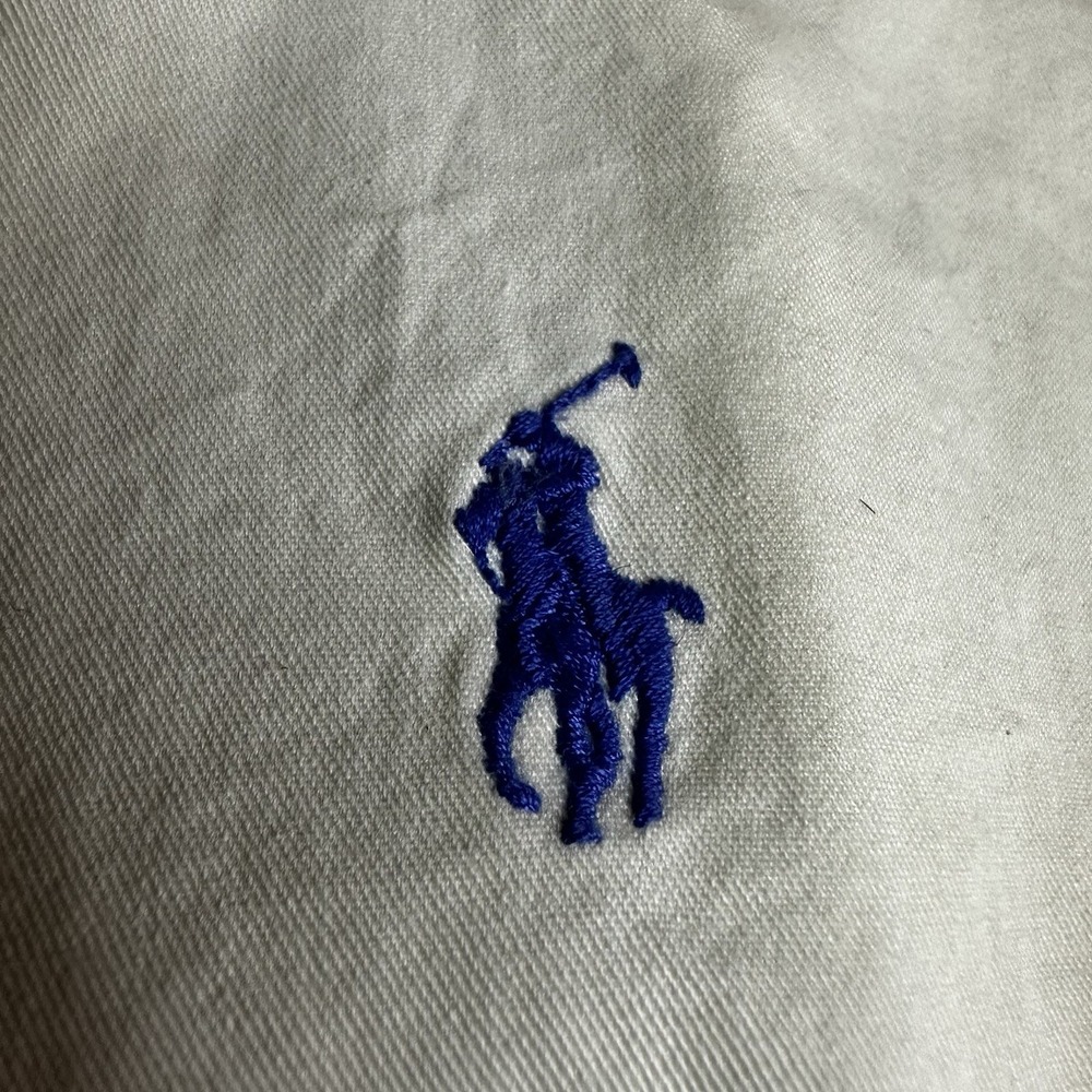 Vintage Polo Ralph Lauren Shirt Mens Large Ivory Button Down Bright Blue Pony - Picture 5 of 8
